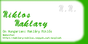 miklos maklary business card